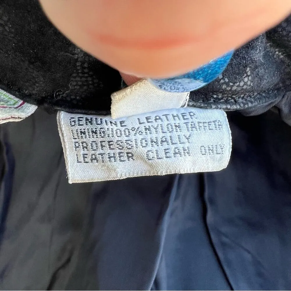 Vintage 80s Now Next genuine leather black Moto bomber batwing jacket SMALL - Image 5