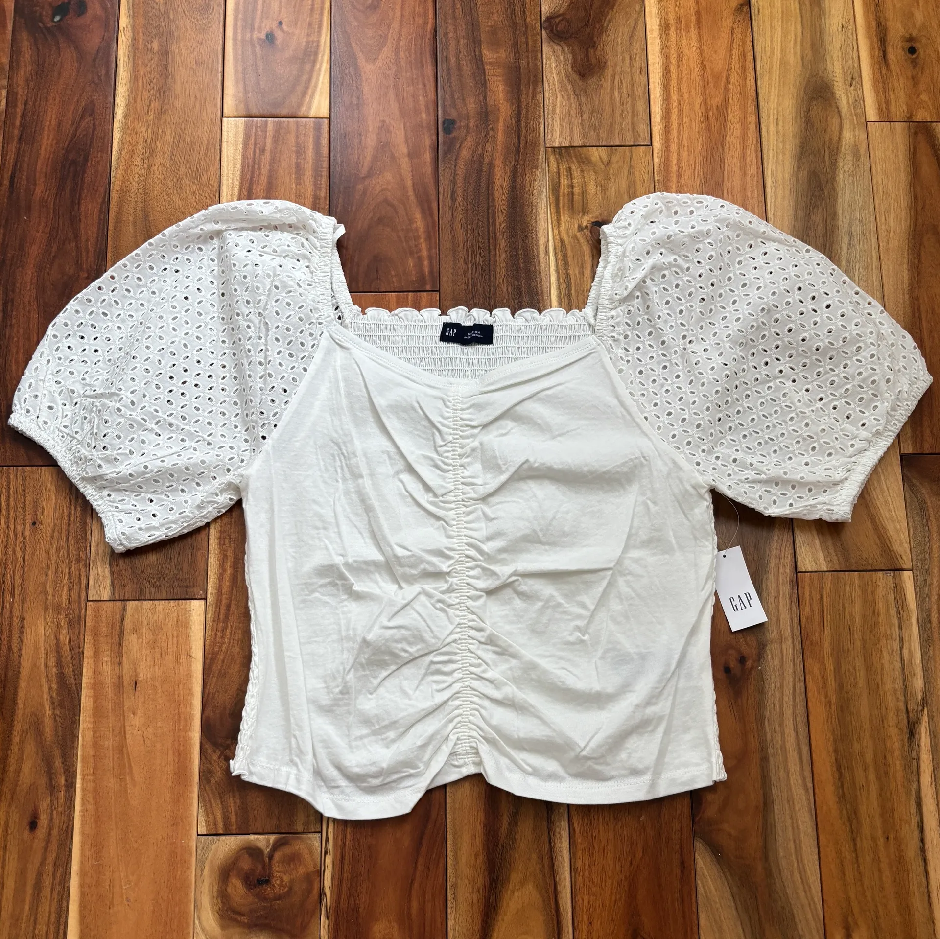 100% Organic Cotton Vintage Ruched Top - Image 3