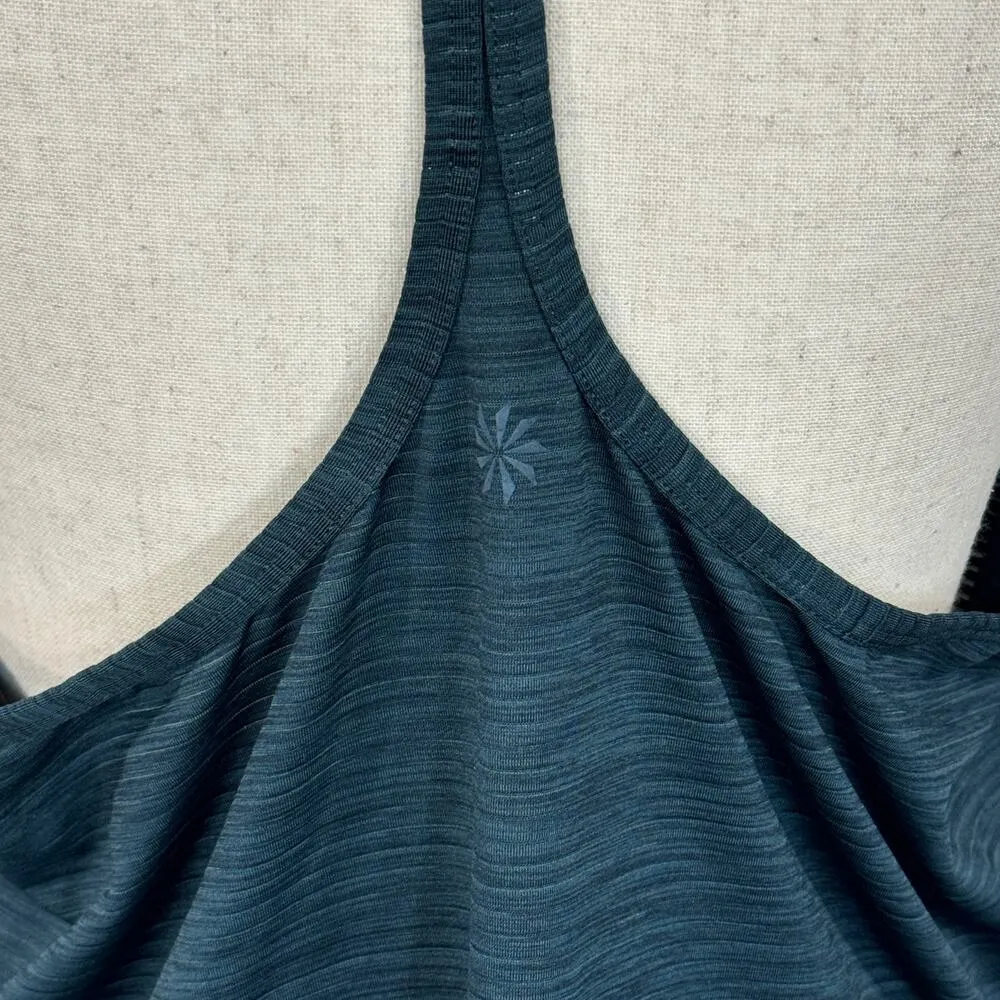 Athleta X-Large Tank Top Racerback Striped Round Neck Stretch Green Activewear - Image 6