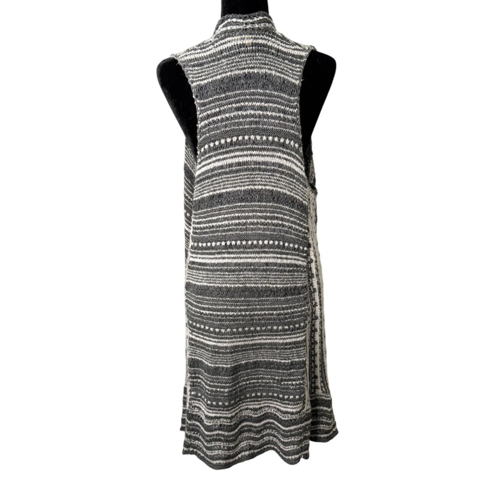 Moth Anthropologie Grey Gray Knit Sleeveless Waterfall Cardigan Medium Large - Image 3