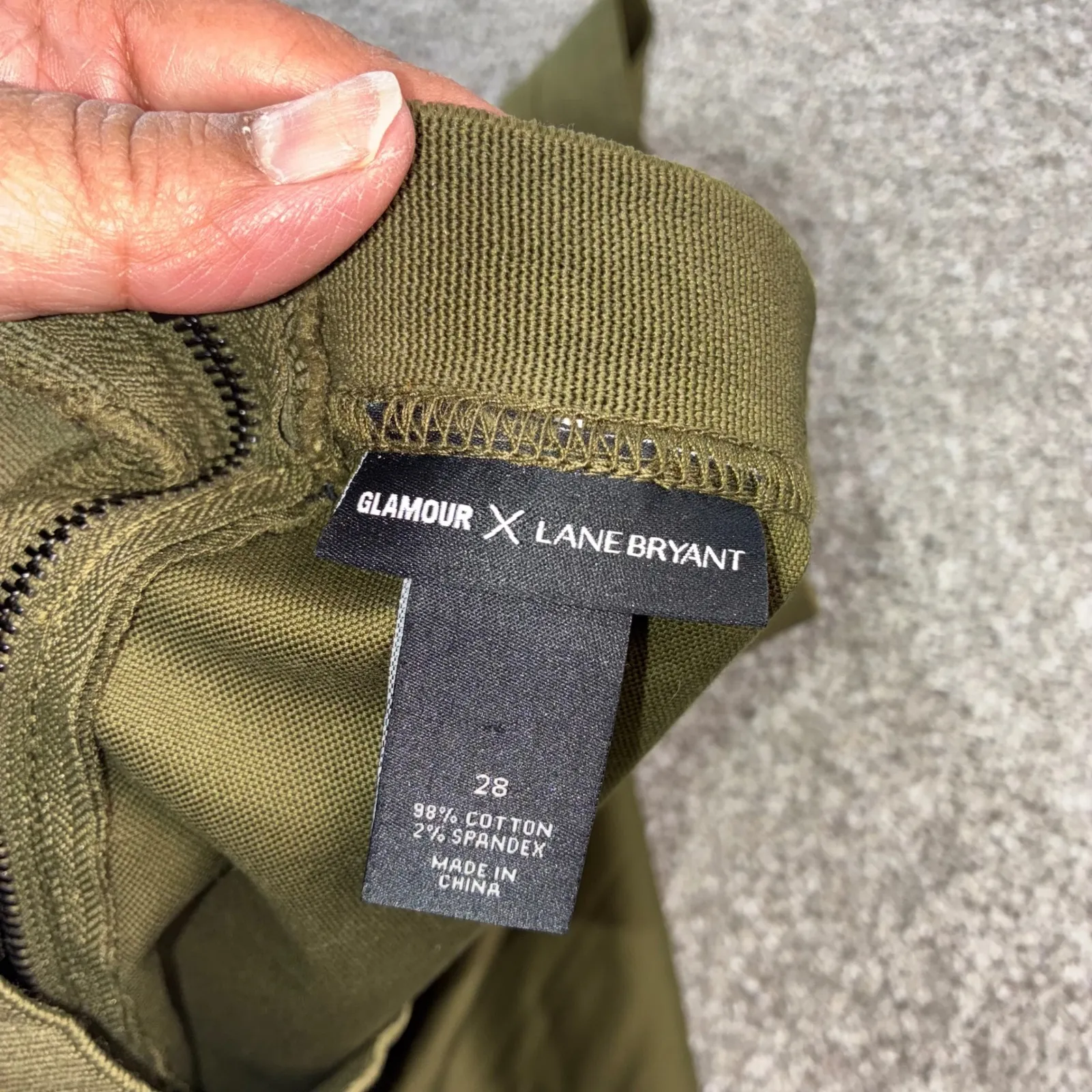 Lane Bryant Glamour Womens‎ Plus Size 28 Olive Green Utility A-Line Mini Skirt - Image 4