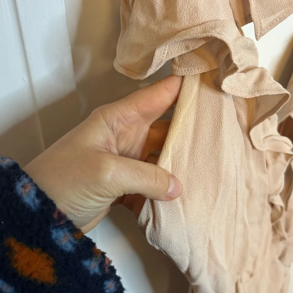 Reformation Beige Peppermint Ruffle Maxi Wrap Dress - Image 8