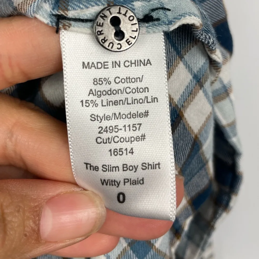 Current/Elliott Blue Witty Plaid‎ Slim Boy Long Sleeve Button Up Shirt - Image 6