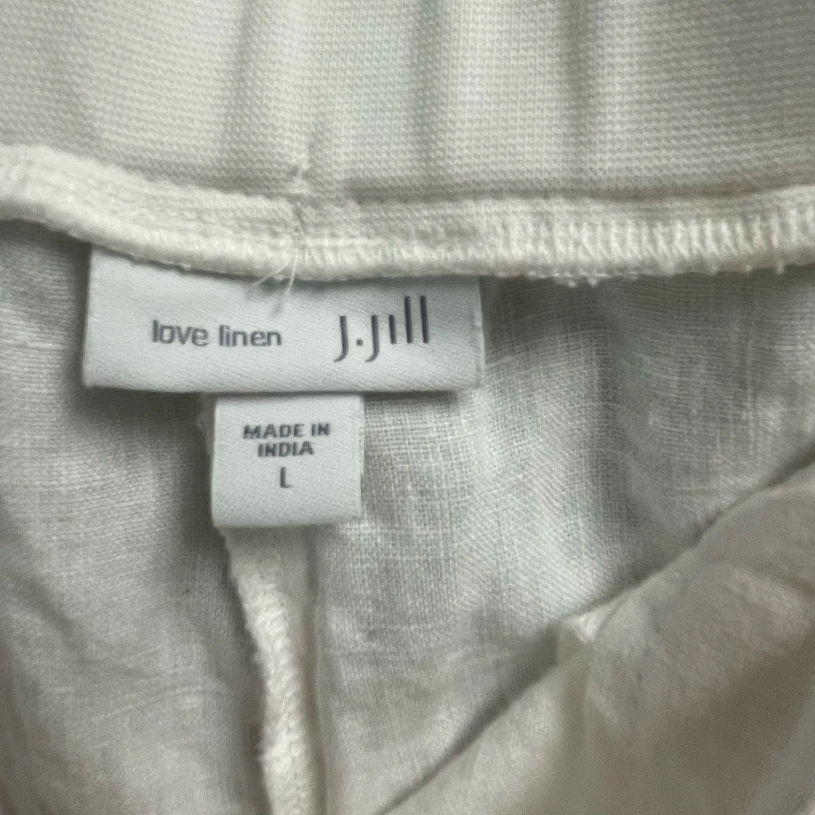 J. Jill Love Linen White Pull On Pants Size Large Cropped Pockets Minimalist - Image 2