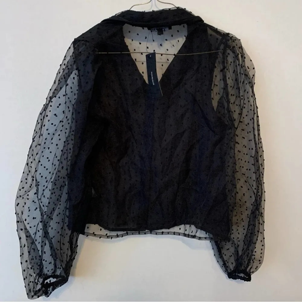 NWT Lulus Black Majorly Chic Organza Swiss Dot Sheer Top - Image 77