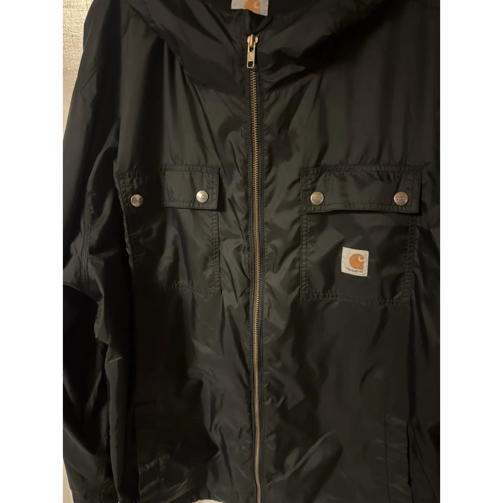 Carhartt Women's 2XL Black Hooded Jacket Lightweight Nylon Workwear - Image 3