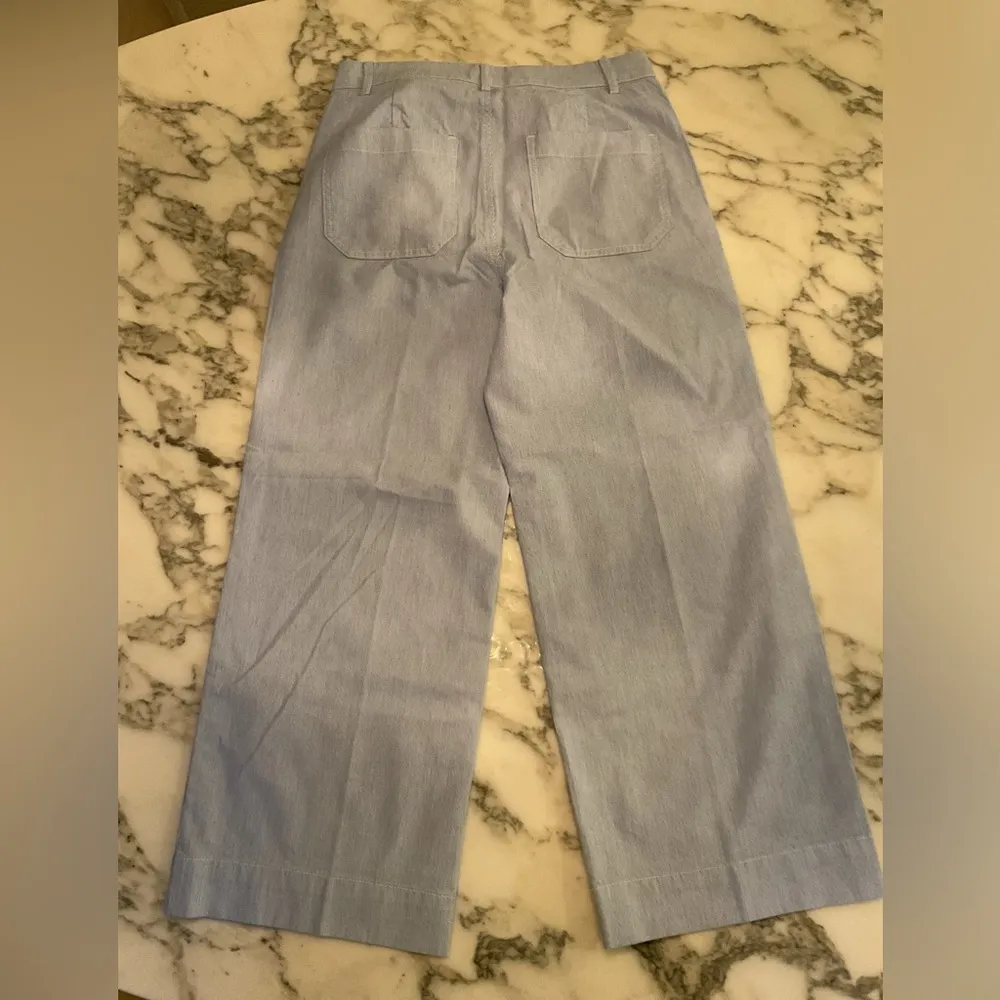 NWT J.Crew Petite Striped High Rise Wide Leg Cropped Pant Blue White US 27 - Image 13