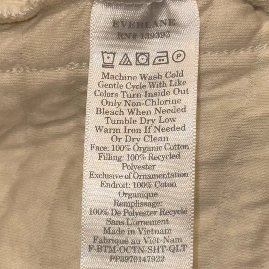 EVERLANE Cream 100% Organic Cotton High Waist Elastic Quilted Shorts - XXS - Image 6