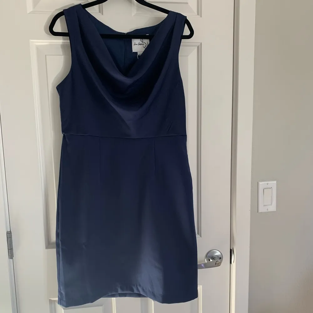 Sam Edelman  Cady Drape Neck Mini Dress - Size 12 -‎ Navy Blue - NWT - Image 6