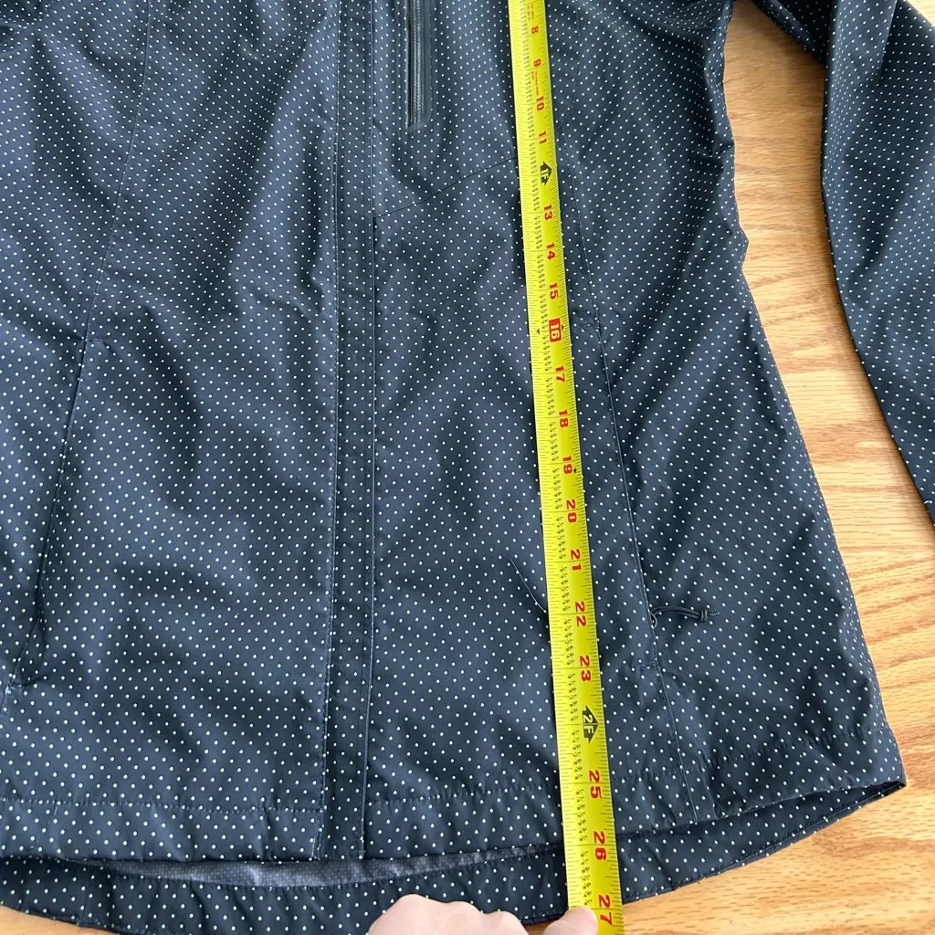 Women's Paradox Hooded Black Polka Dot Rain Jacket Waterproof Size Small Coat - Image 5