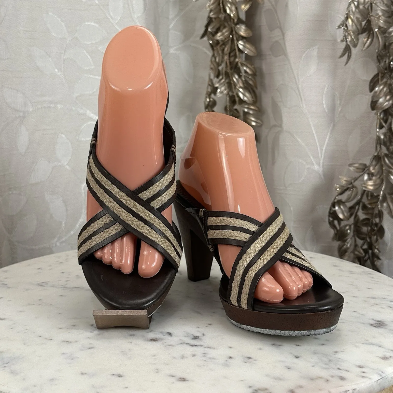 Cole Haan Womens Skylar Slide Open-Toe Cross‎ Straps Sandals Heels SZ 8 B - Image 6