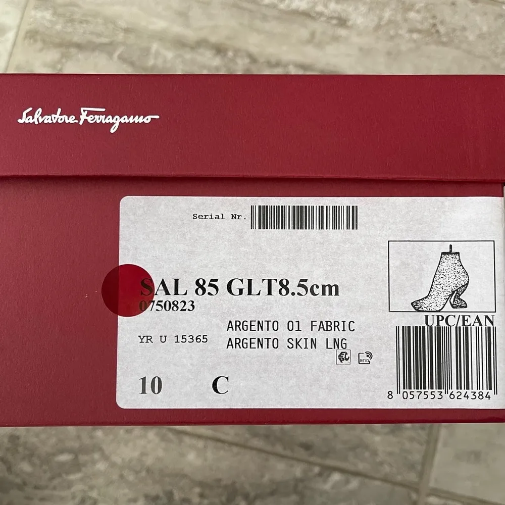 Salvatore Ferragamo Glitter High Heel Booties in Silver Size 10 New in Box $1295 - Image 15