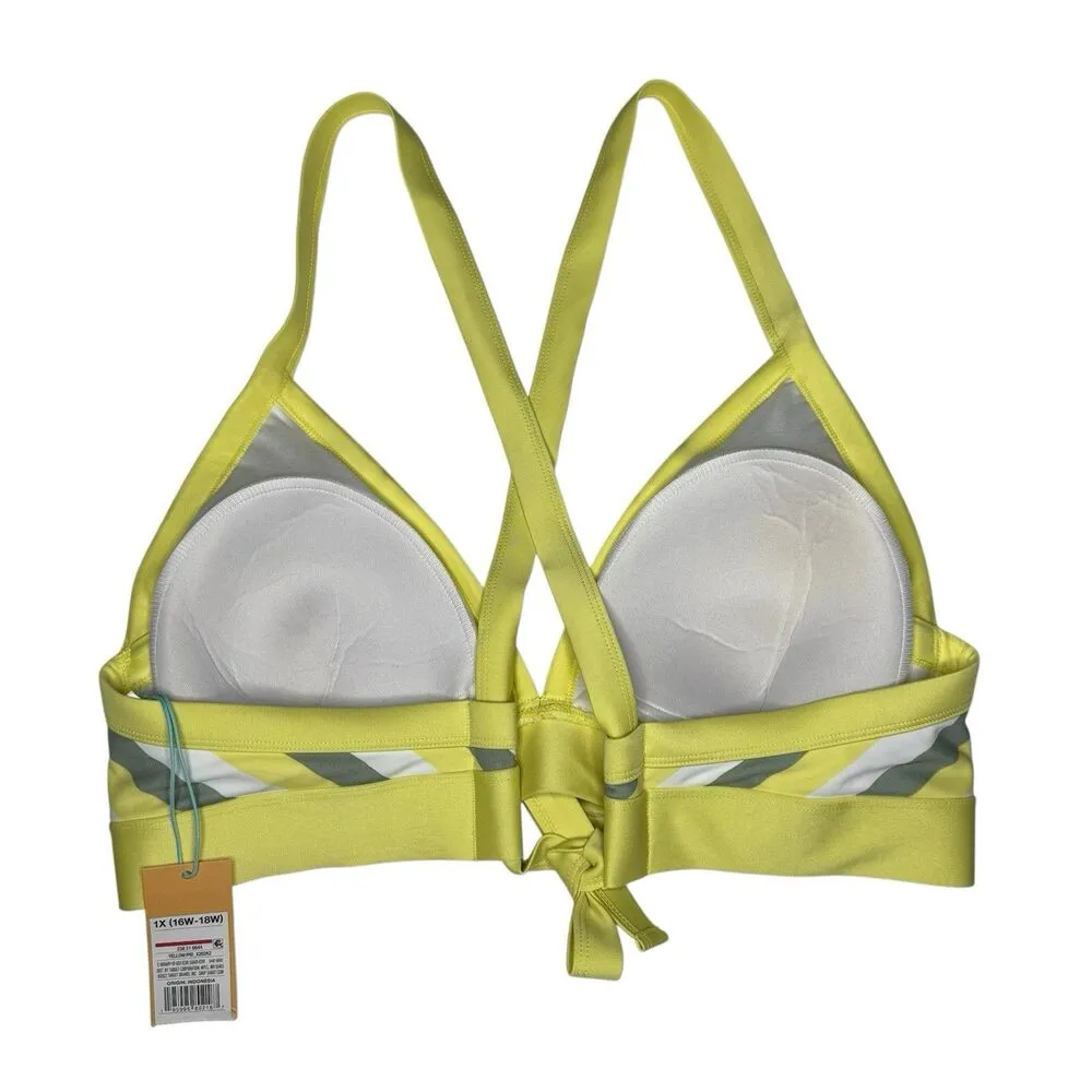 Kona Sol Women's Yellow White Green Stripe Plus Size 1X (16W-18W) Bikini Top NEW - Image 3