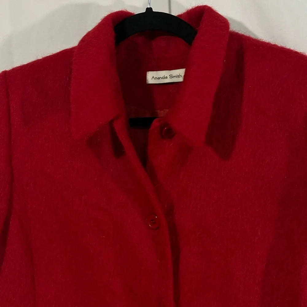 Amanda Smith Red Mohair Alpaca Wool Blend Coat Women’s 14 Luxury Winter Jacket - Image 3