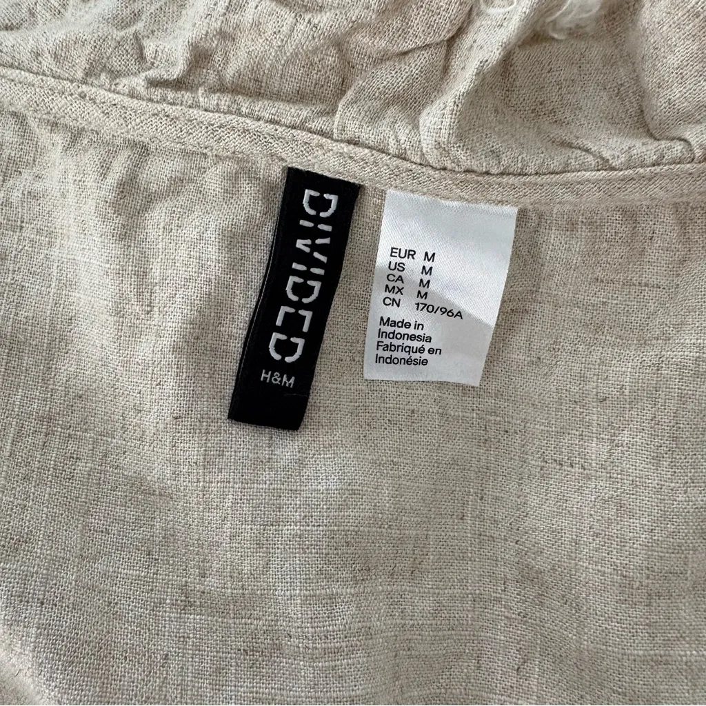H&M Divided Linen Blend Flounced Top, Sz M - Image 14