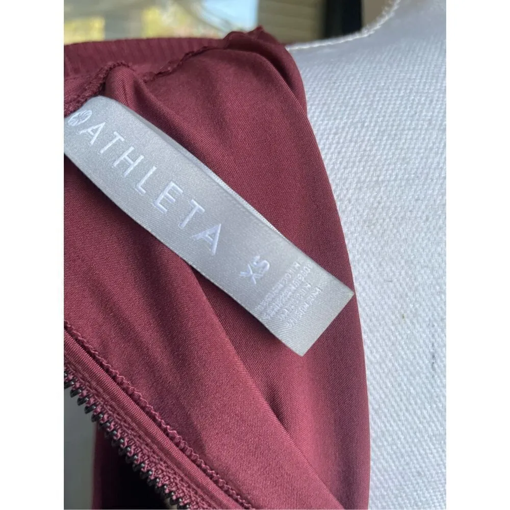 Athleta Women’s Initiative Zipper Mock Neck Sleeveless Sun Dress Maroon XS - Image 11