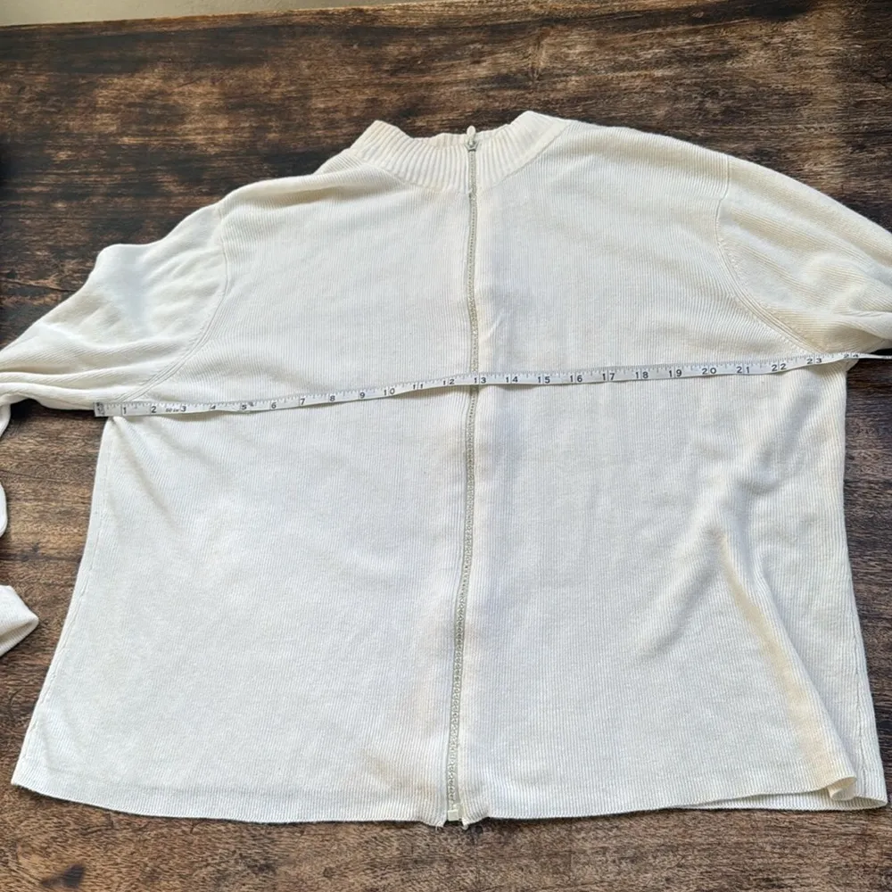 Vintage Kathi lee collection ivory rhinestone zipper sweater extra large 16/18 - Image 6
