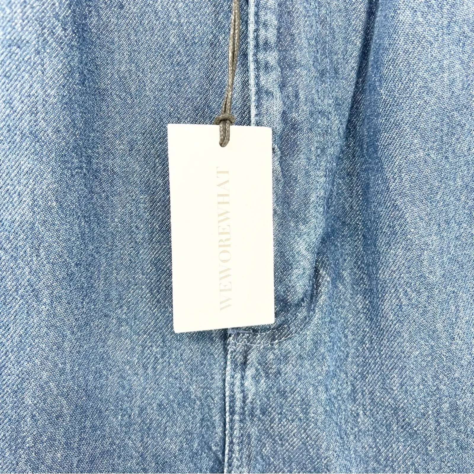 NWT WeWoreWhat High Frayed Waistband Straight‎ Leg Jeans 26 Blue - Image 7