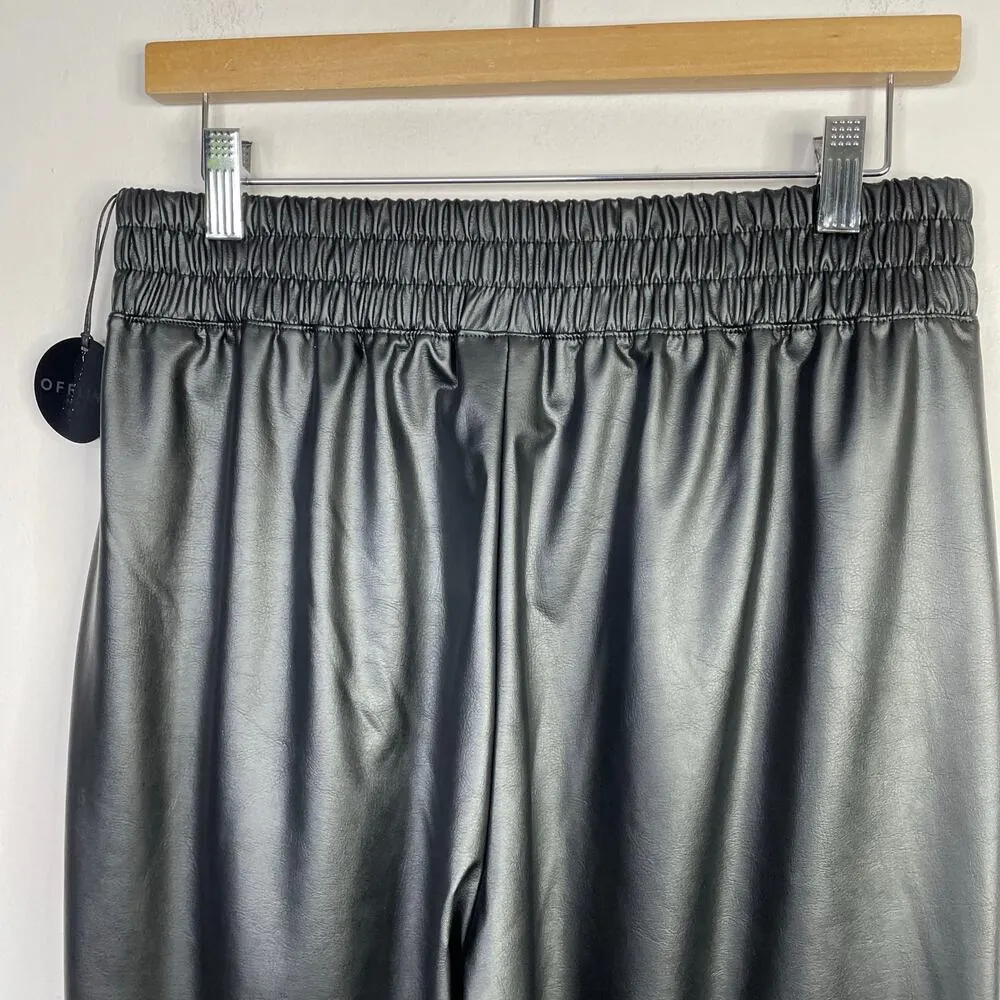 OFFLINE Aerie Real Luxe Faux Leather Wide Leg Pants Black Vegan Womens M New NWT - Image 8