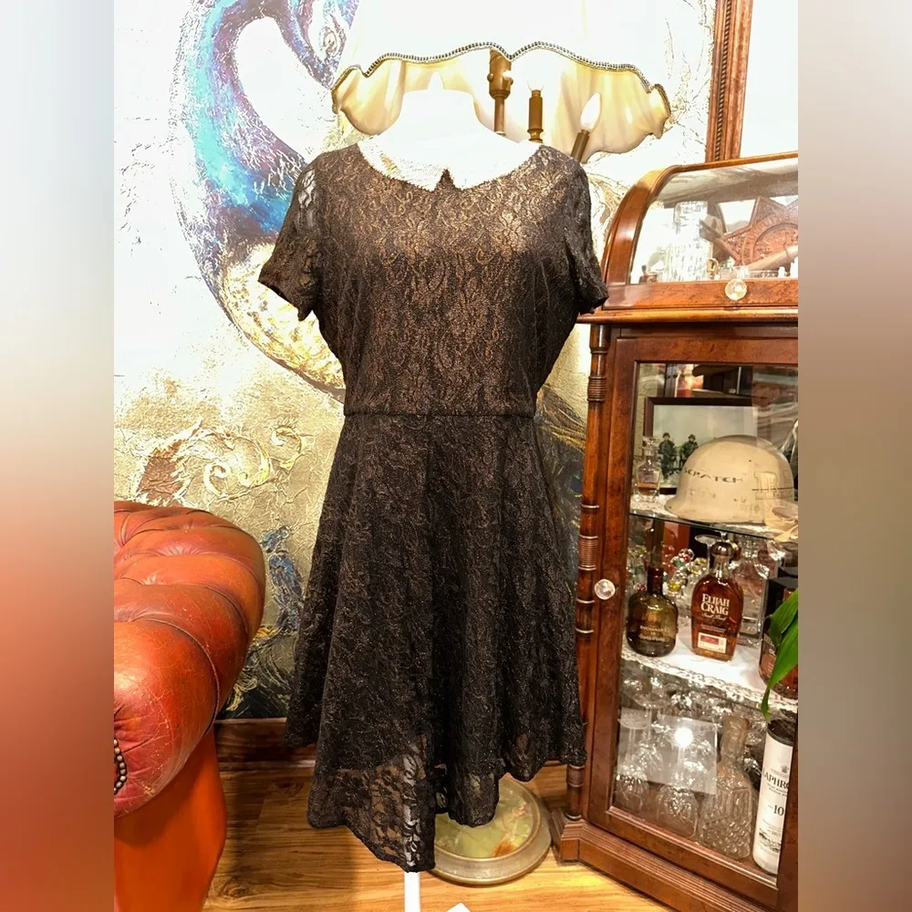 W118 By Walter Baker Adele Dress Bronze Black Lace Gold - Image 2