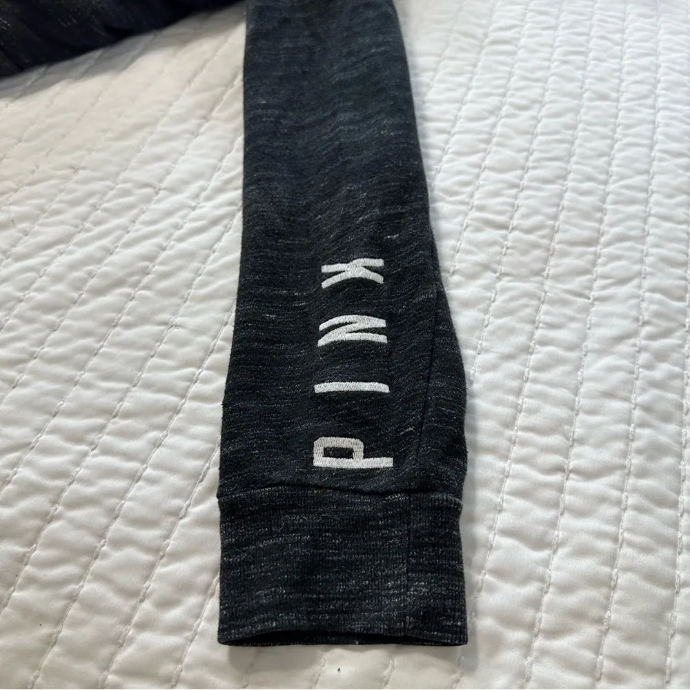 PINK Victoria's Secret Charcoal Hoodie with Logo - Image 9