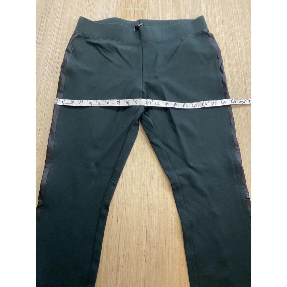 White House Black Market Legging Faux Leather Side Women’s Size Med Long Green - Image 4