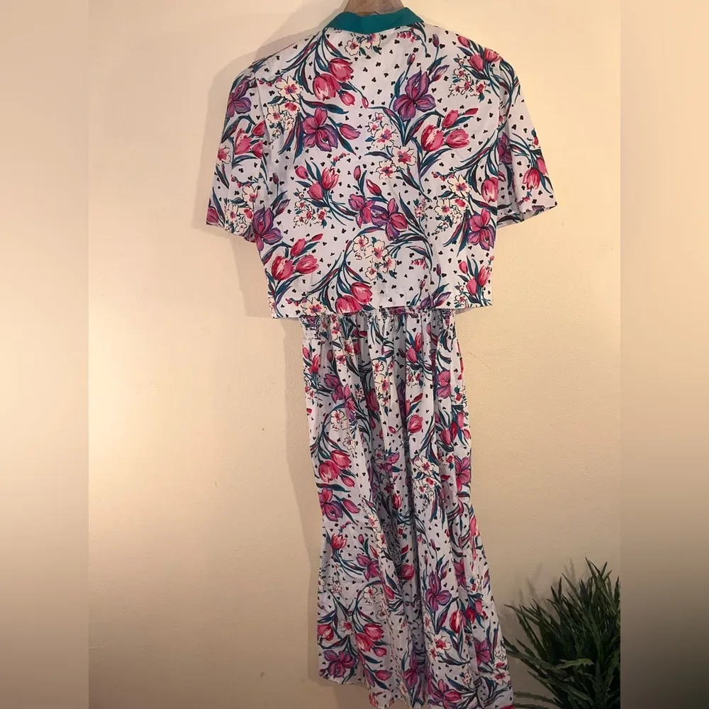 VINTAGE 80S 2 PIECE CROPPED TOP DRESS 12 White - Image 10