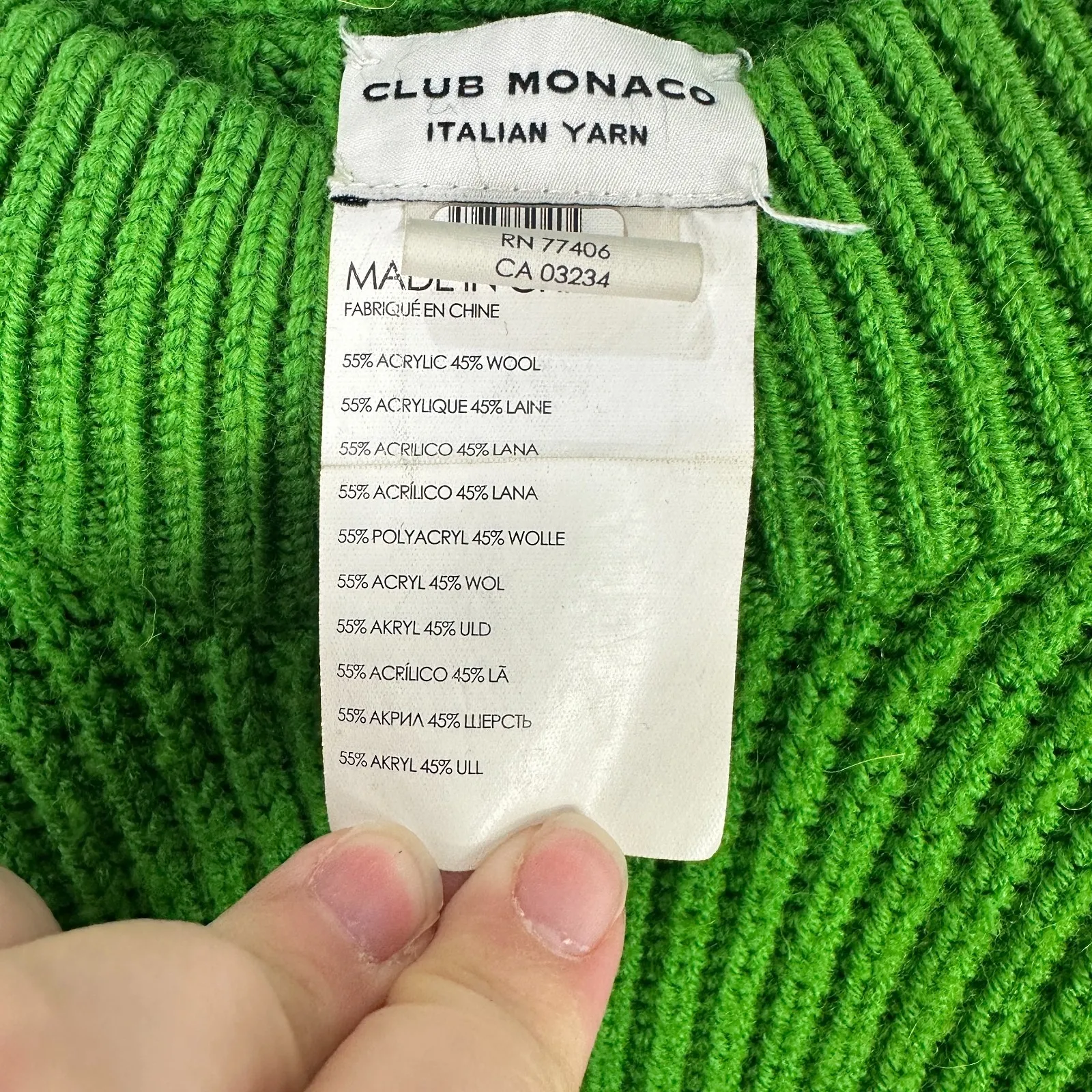 Club Monaco Oversized Chunky Knit Sweater Womens Medium Green Capsule Old Money - Image 3