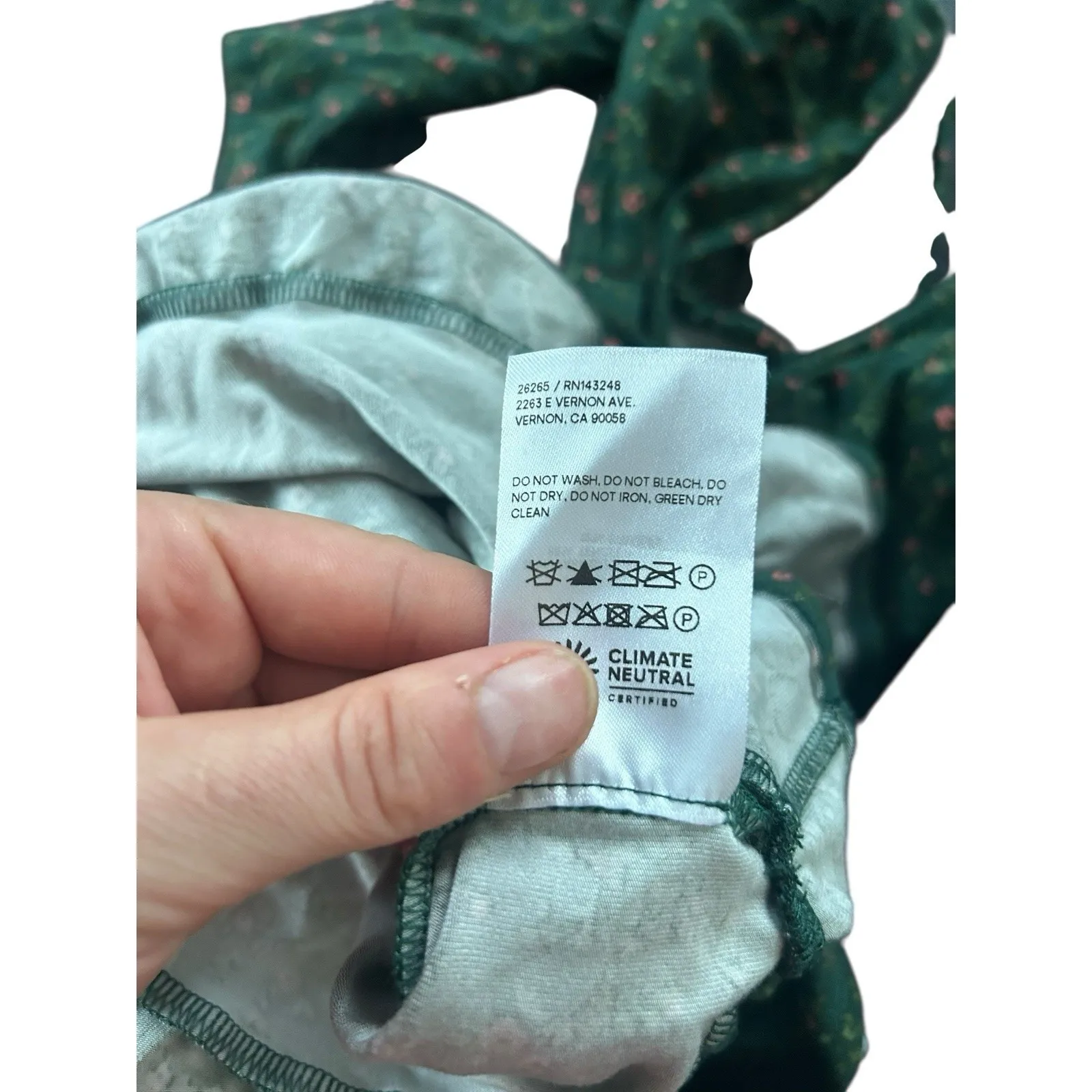 REFORMATION ANJELINE CORIANDER GREEN FLORAL LONG SLEEVE MINI DRESS  XS - Image 13