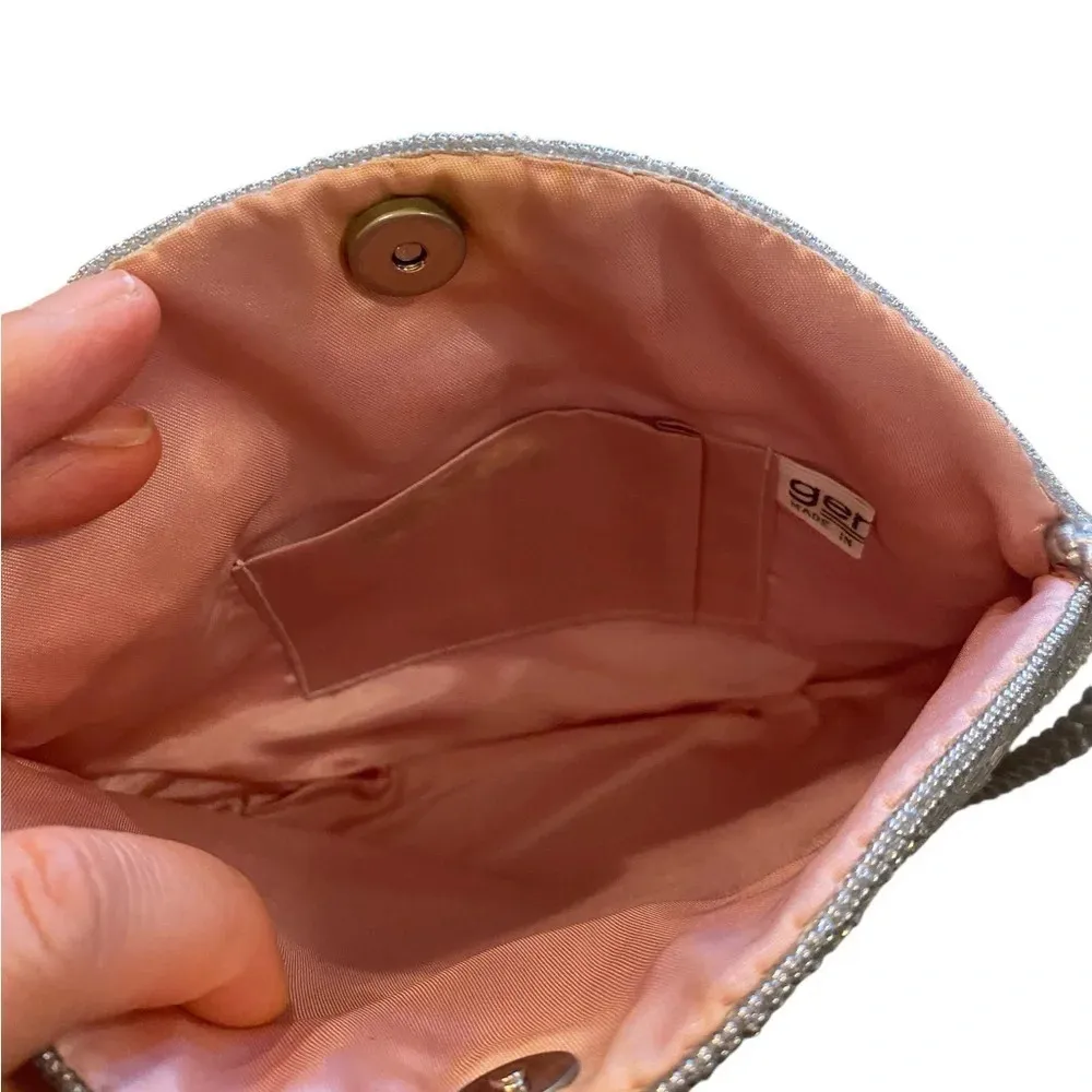 vintage genie silver beaded formal bag / purse - Image 10