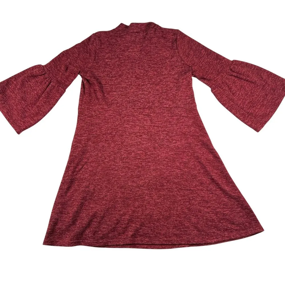 Uncle Frank Rust Red Mock Neck Bell Sleeve Dress Size L - Image 4