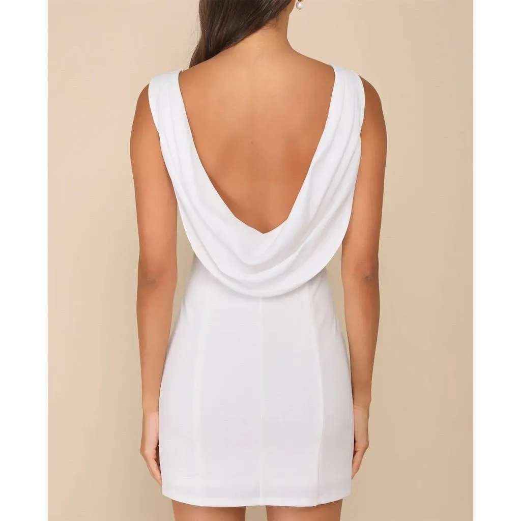 NWT Lulus Perfection White Sleeveless Cowl Back Mini Dress Size S Party Cocktail - Image 2