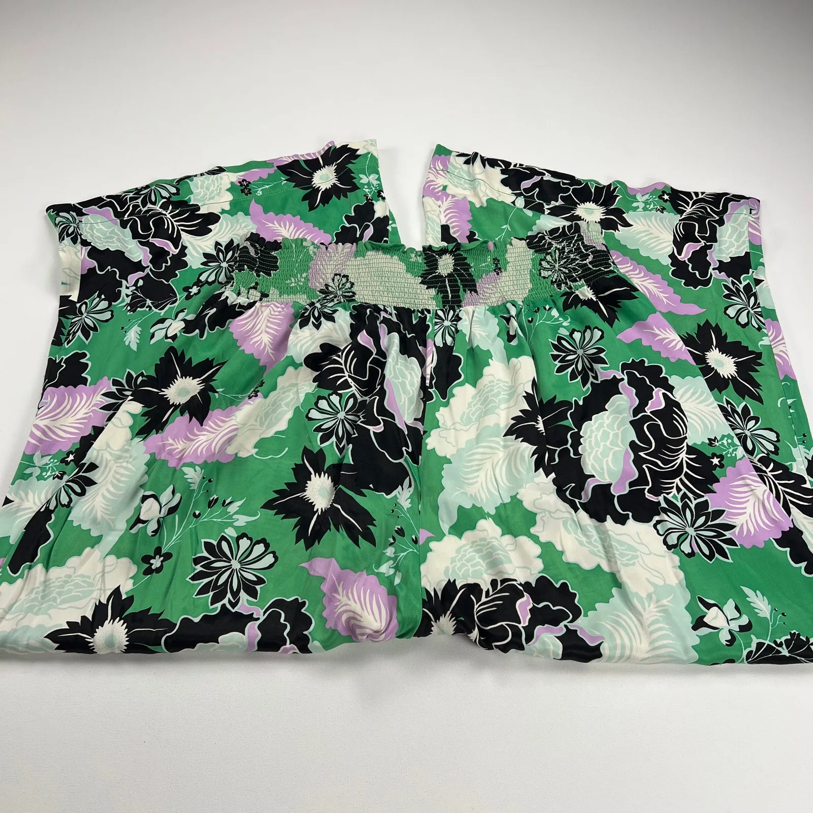 Anthropologie Maeve Green Black Tropical Floral Wide Leg Trouser Pants Size 2X - Image 11