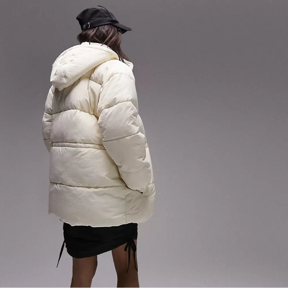 NWT Topshop mid length tie waist puffer jacket in cream Oversize - Image 6