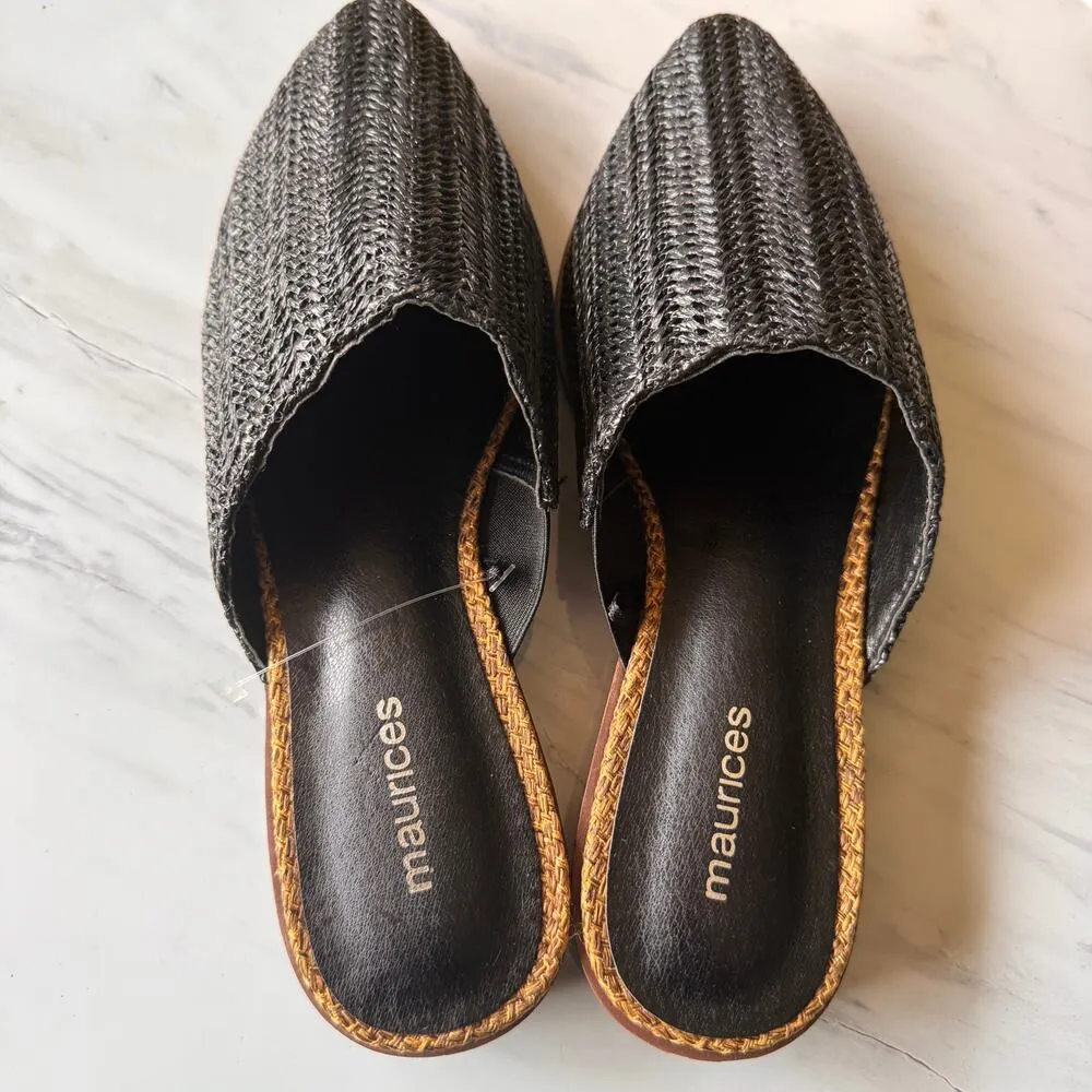 Maurices Women’s Tessa Black Low Heel Open Back Flat Mule  Sz 7.5 - Image 9