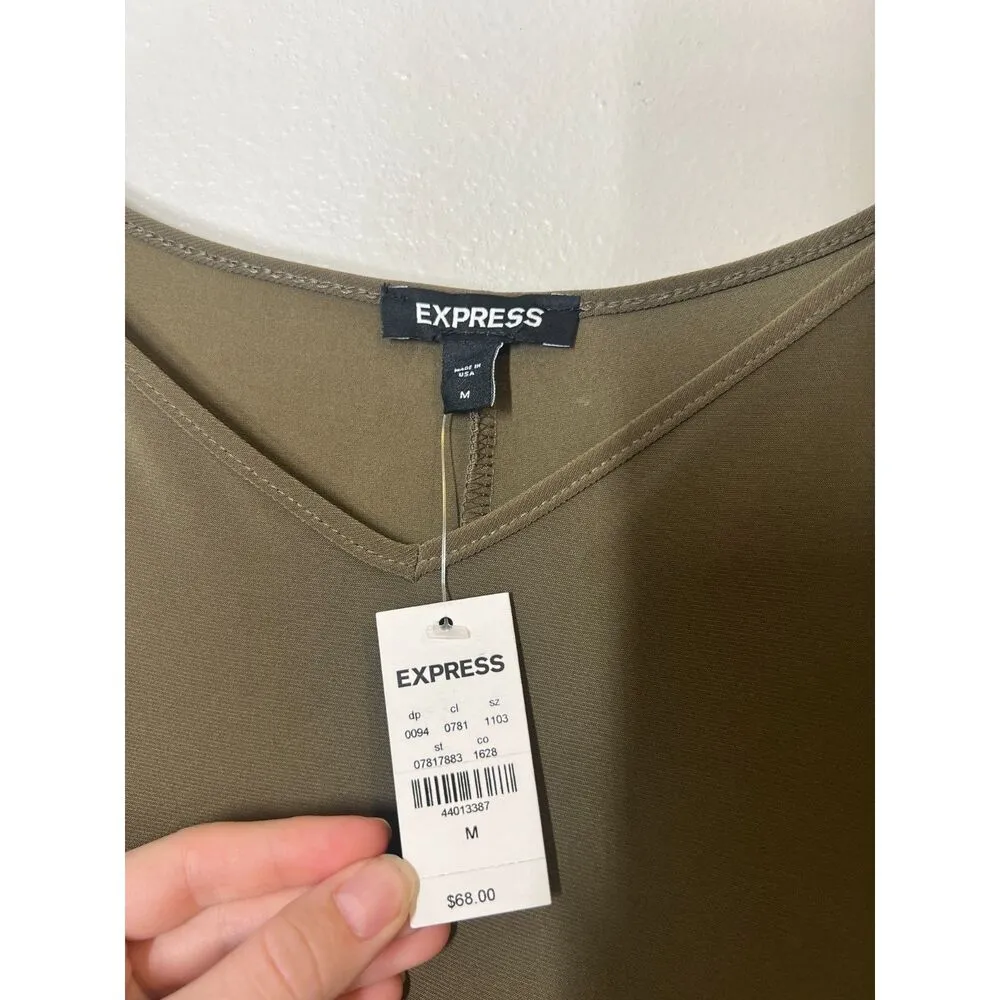 NWT Express Green Tank Mini Slip Dress Womens Sz M Boxy Flowy Shift - Image 4