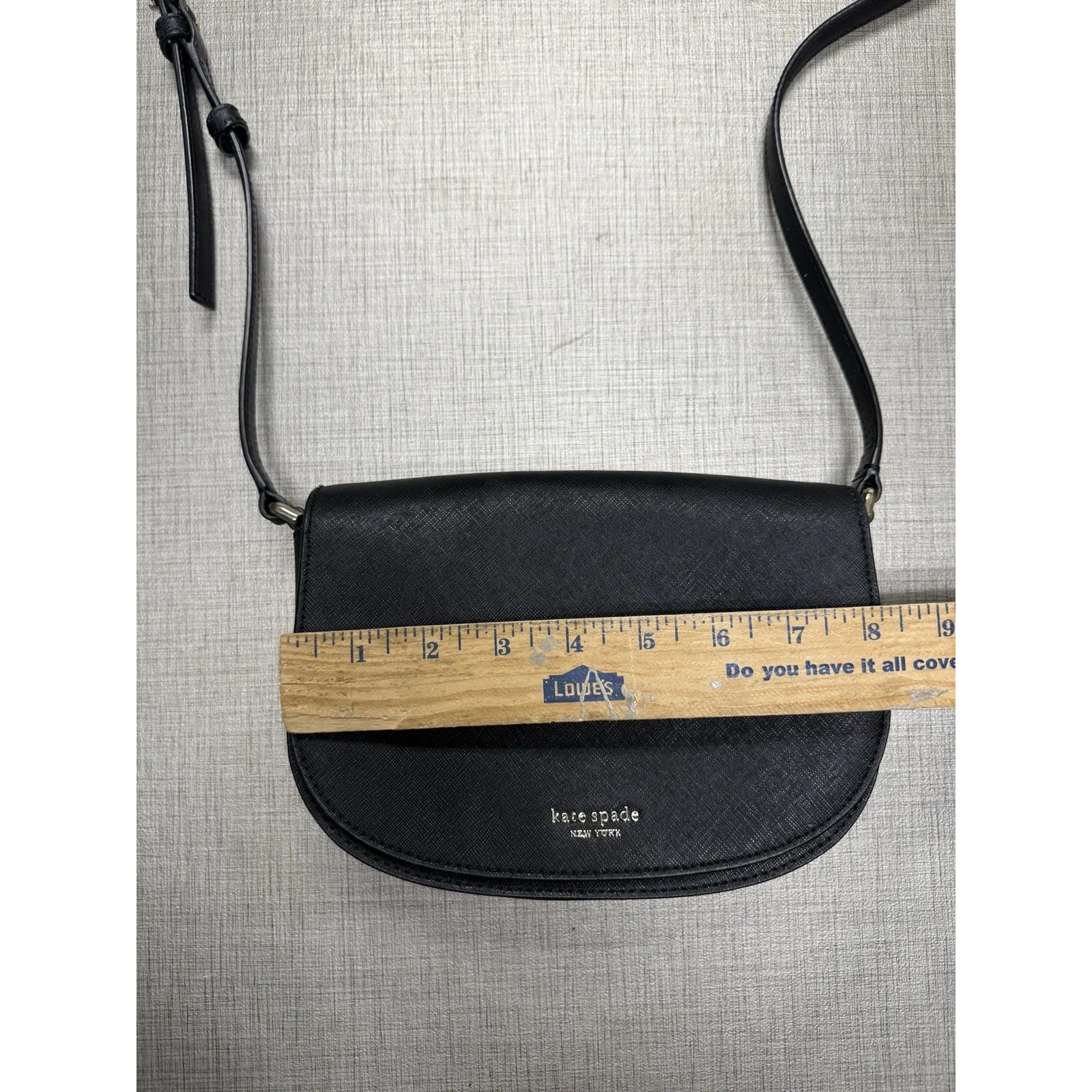 KATE SPADE BLACK SAFFIANO LEATHER FLAP STYLE SMALL CROSSBODY BAG PURSE ~ EUC - Image 5