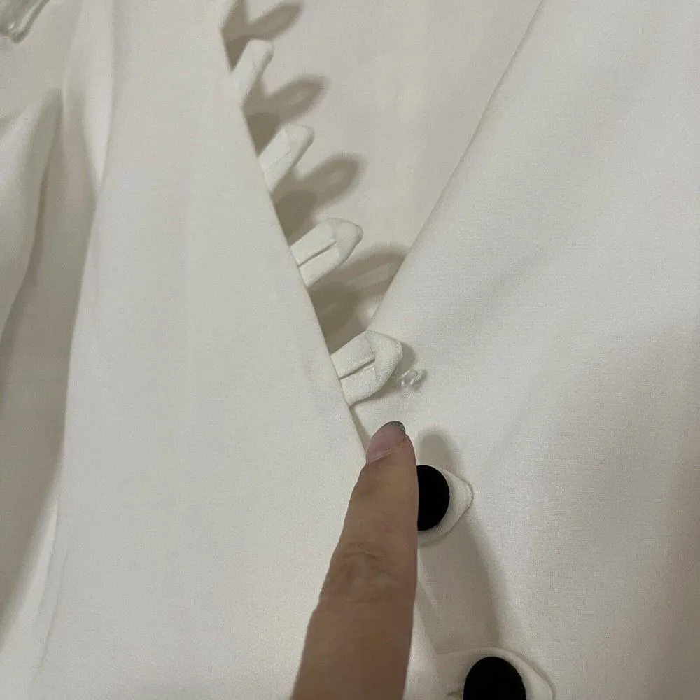 ALEXIS White asymmetrical button down bell sleeve blouse top size XS - Image 6