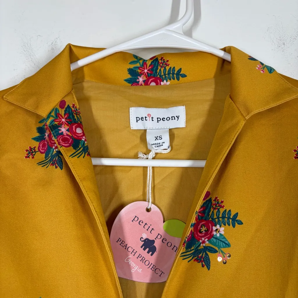 NWT Petit Peony’s Holiday Floral Kate Tunic Dress Women’s Size XS Yellow - Image 9