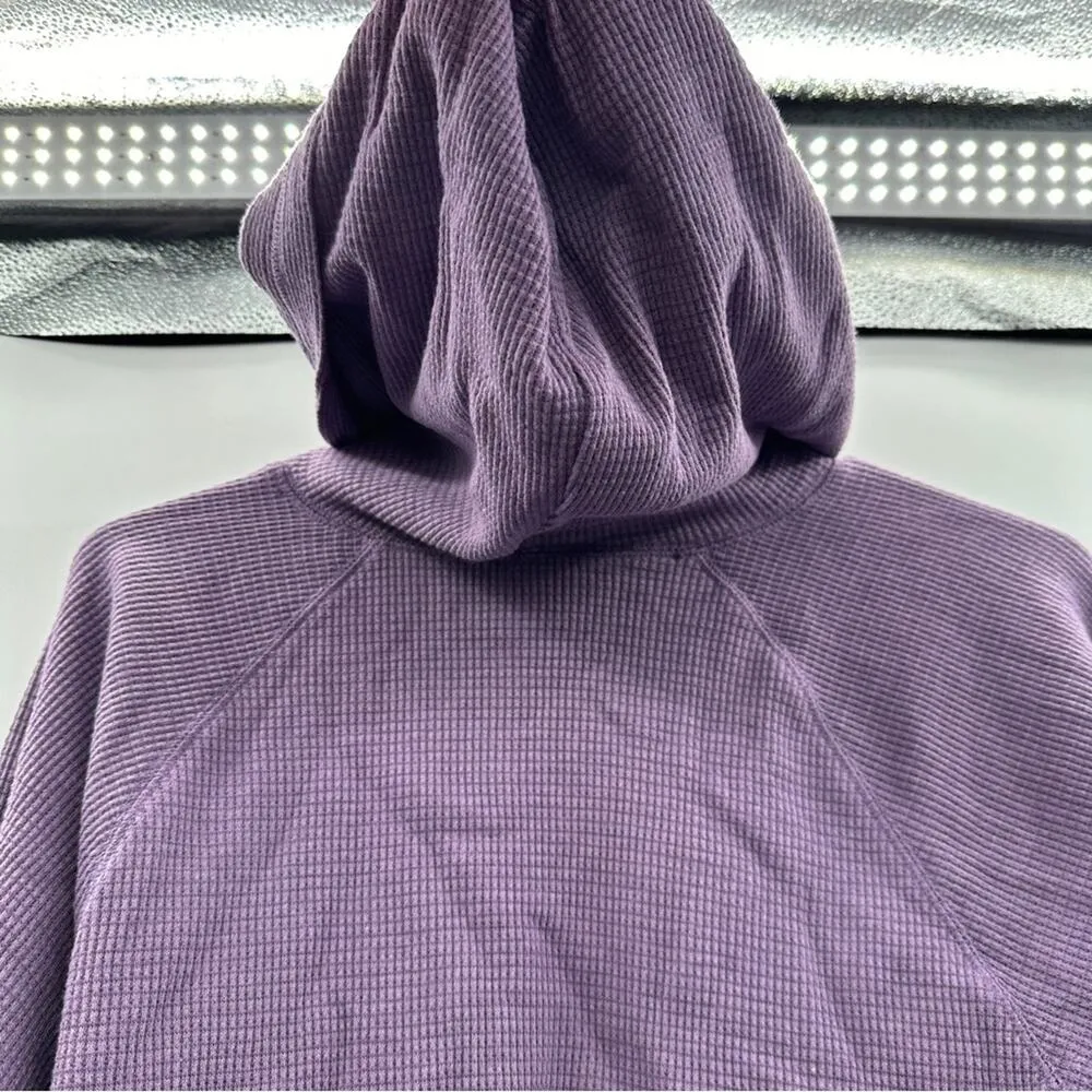 TNA Superior Waffle Knit Long Sleeve Pullover Crop Hoodie in Violet Haze‎ S NEW Purple - Image 3