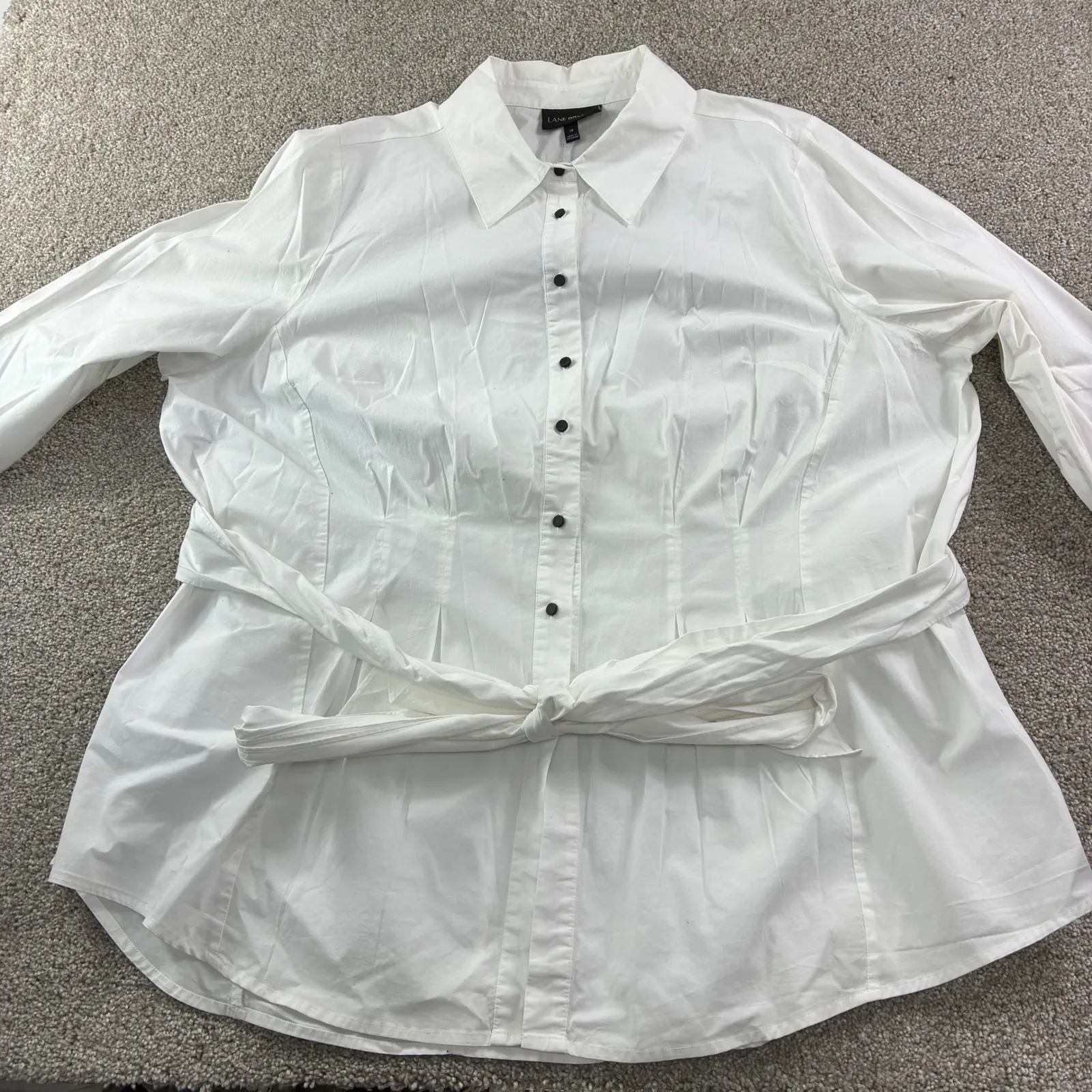 Lane Bryant White Button Down Shirt Tie Waist Long Sleeve Women Plus Size 18 - Image 7
