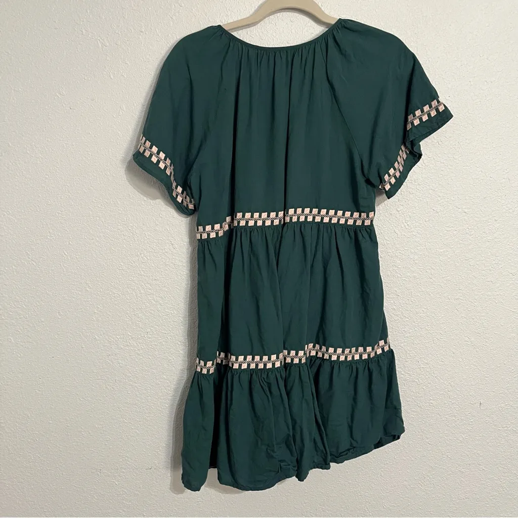 Madewell Embroidered Linen-Blend Flutter-Sleeve Mini Dress Size Small - Image 13