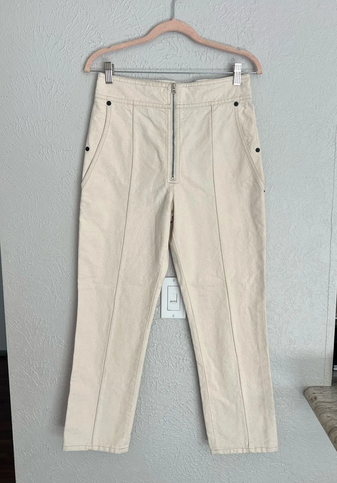 Isabel Marant high waisted cream front seam cropped cotton jeans 38 6US - Image 10