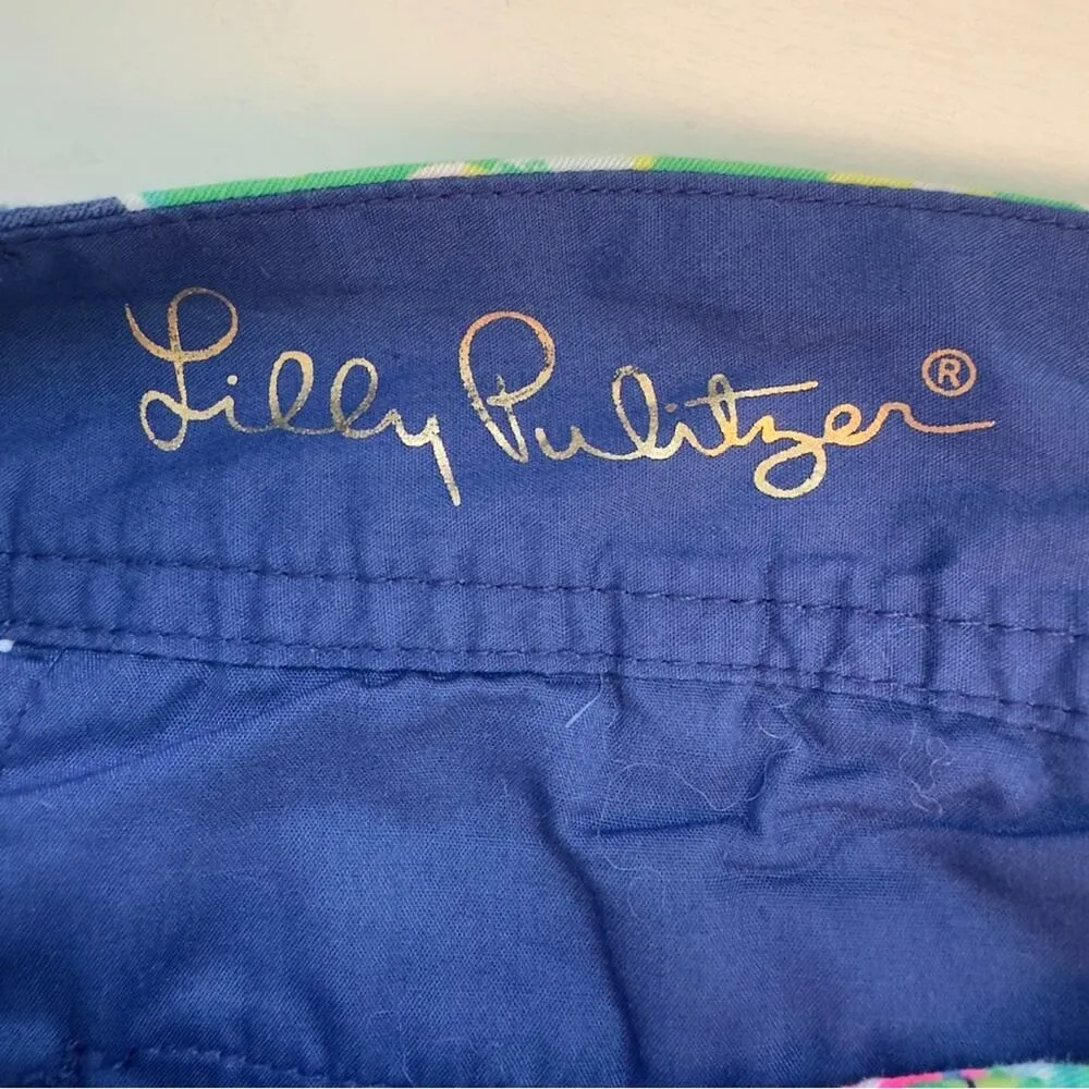 Lilly Pulitzer The Callahan Short 100% Cotton Floral Button Zipper Zip Colorful - Image 7