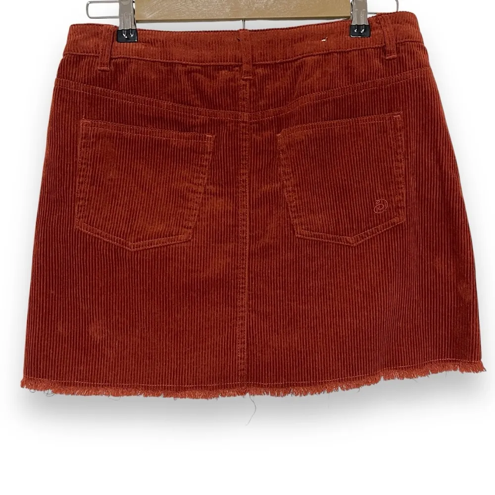Indigo Rein Corduroy Mini Skirt Juniors 7 Copper High Waisted Frayed Hem Pockets - Image 4