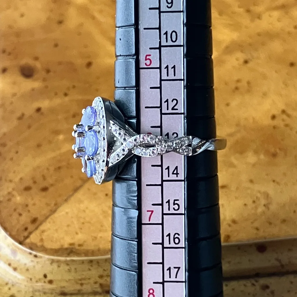 Natural Tanzanite Sterling Silver Ring Size 6 Purple - Image 8