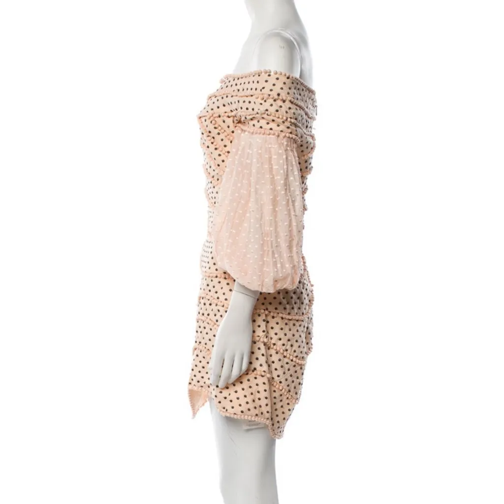 Zimmermann Peach Polka Dot Off-Shoulder Dress - Image 6