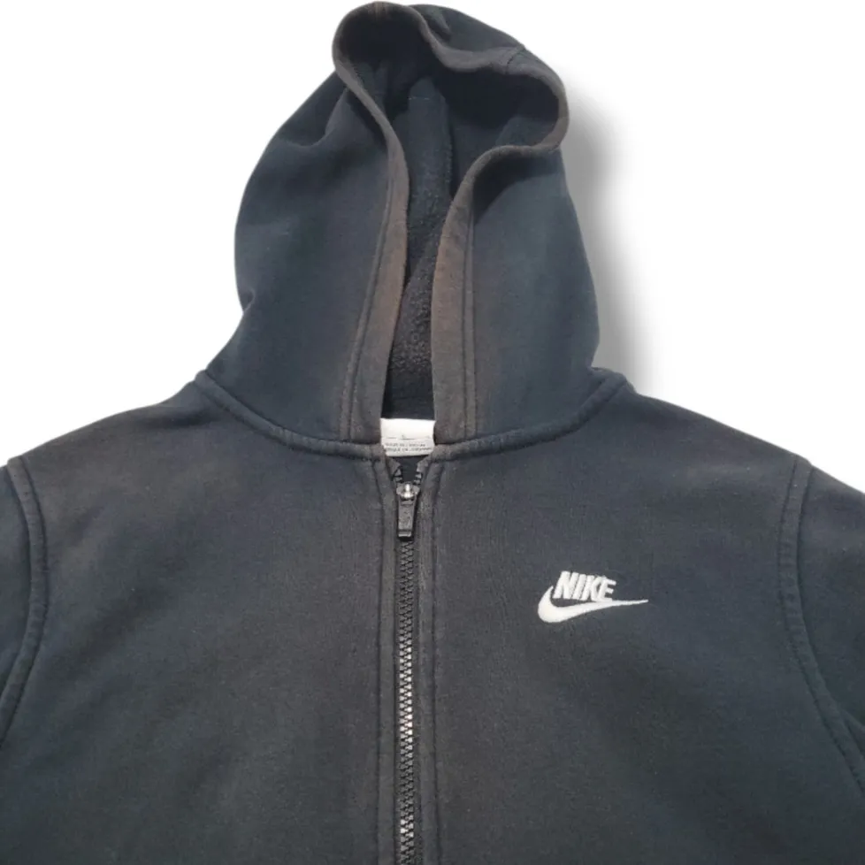 Nike Sweatshirt Size Large Full Zip Up Hooded Sweatshirt Embroidered Logo Faded Fading Black - Image 3