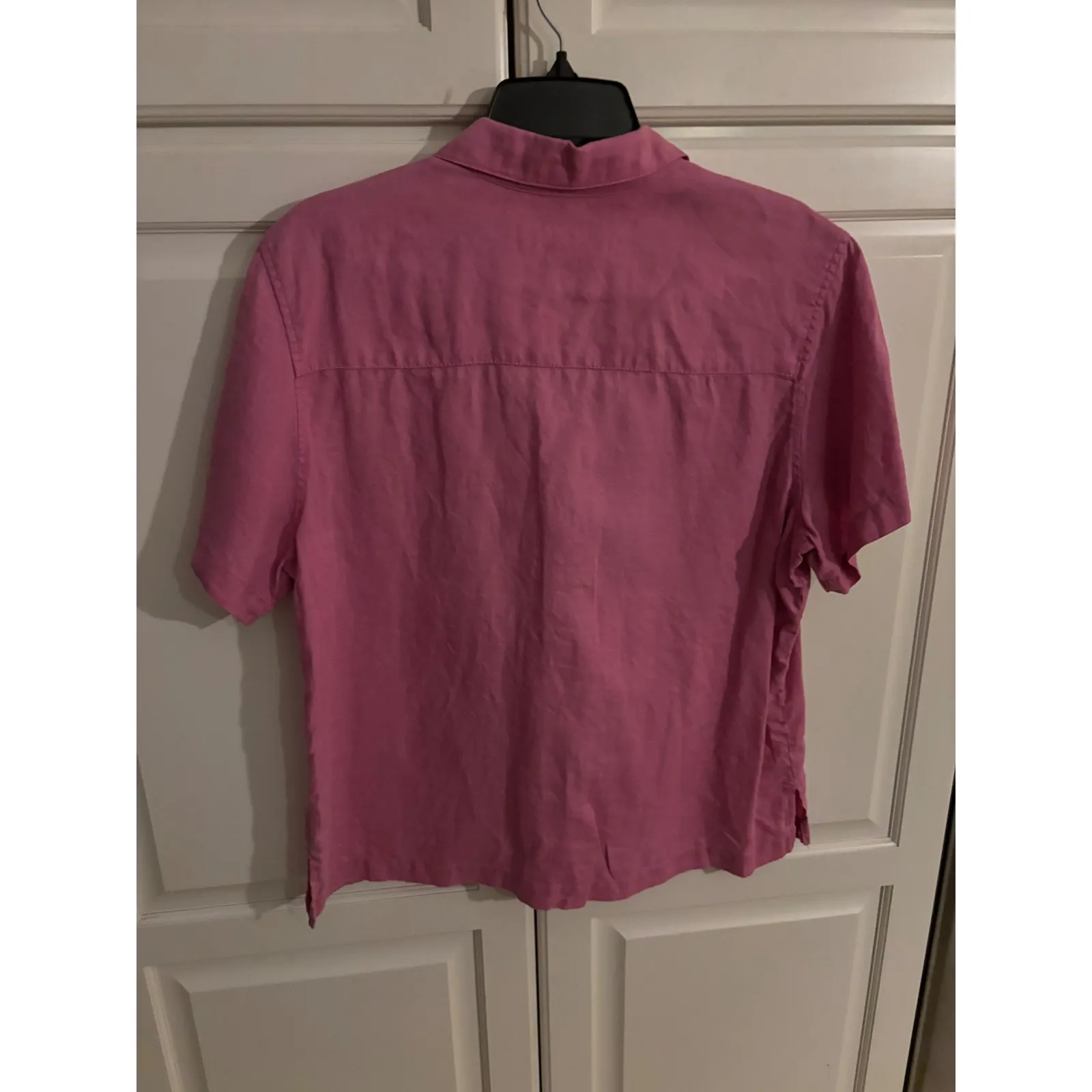 Caribbean Joe Women's Pink Linen Blend Short Sleeve Button Up Shirt Size L Size L - Image 4