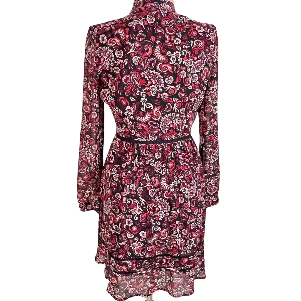 Cupcakes & Cashmere Graceland Paisley Peasant Dress Size 2 Black/Red Chiffon Red - Image 8